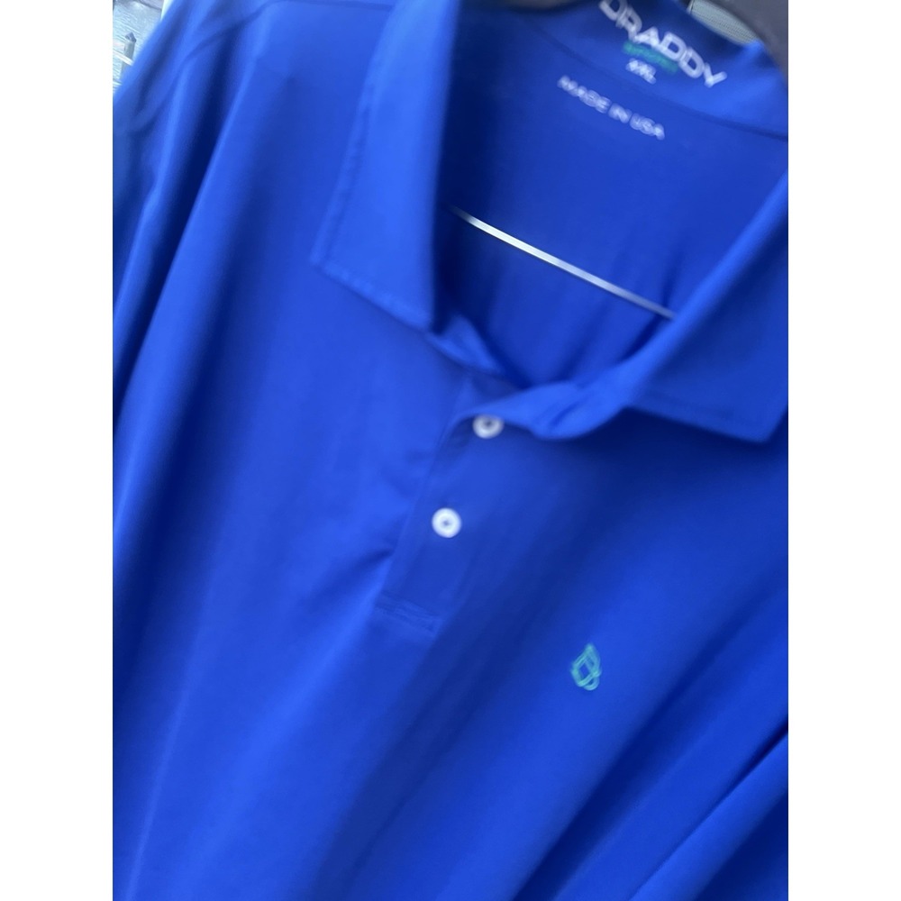 B Draddy Sport Polo Shirt Golf‎  Men 2XL Royal Blue Performance Stretch Made USA